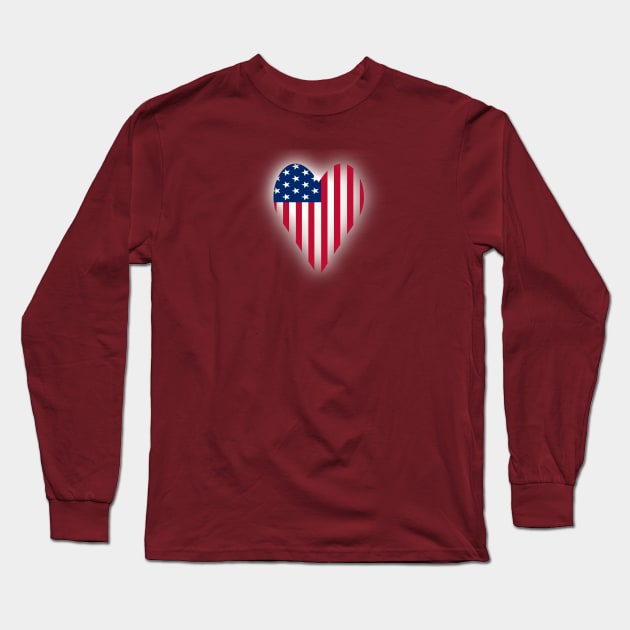 USA Flag Heart Long Sleeve T-Shirt by KZK101
